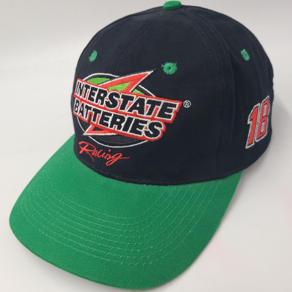 Vintage Bobby Labonte Hat Snapback Interstate Batteries Black Green NASCAR #18